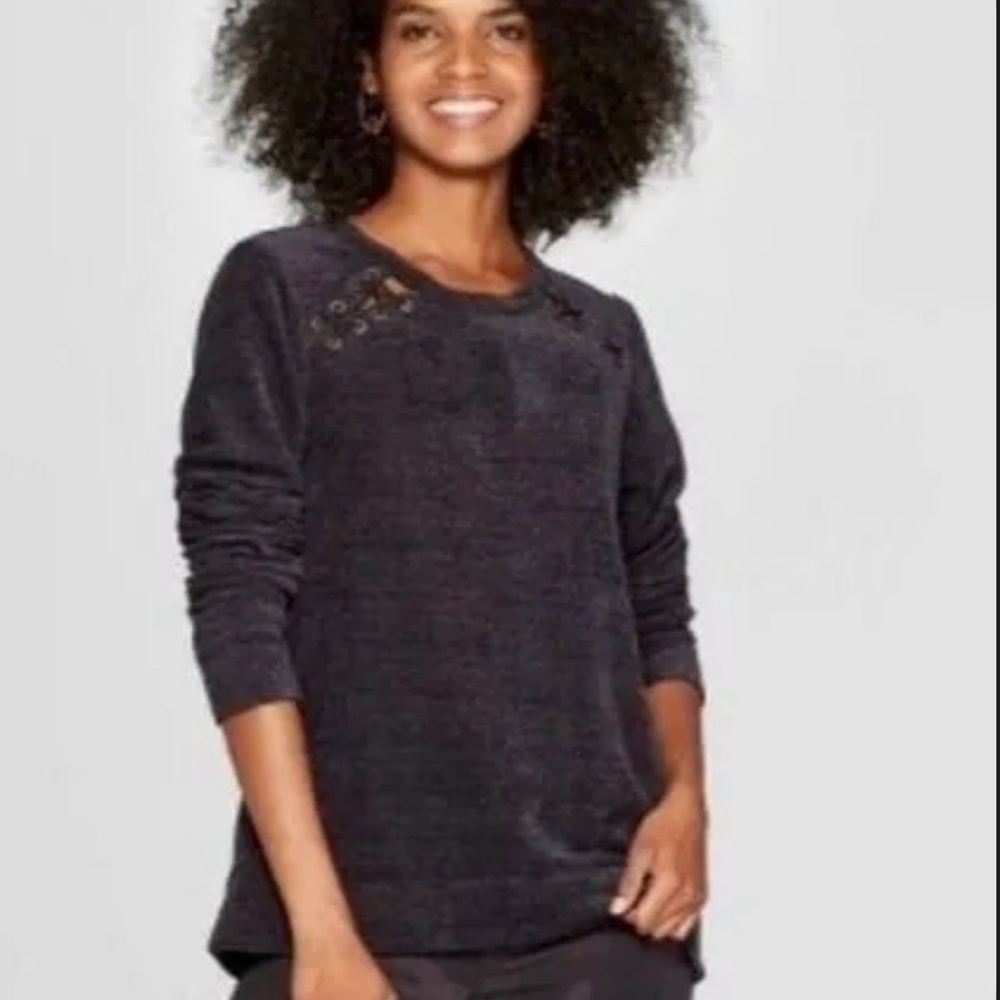 ‼️SOLD‼️ 154. Knox Rose black chenille pullover sweater | Sz. Large